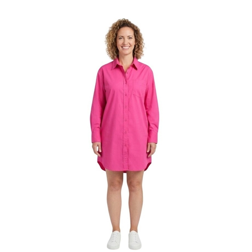 English‎ Factory Hot Pink Cotton Button Down Mini Shirt Dress size Small